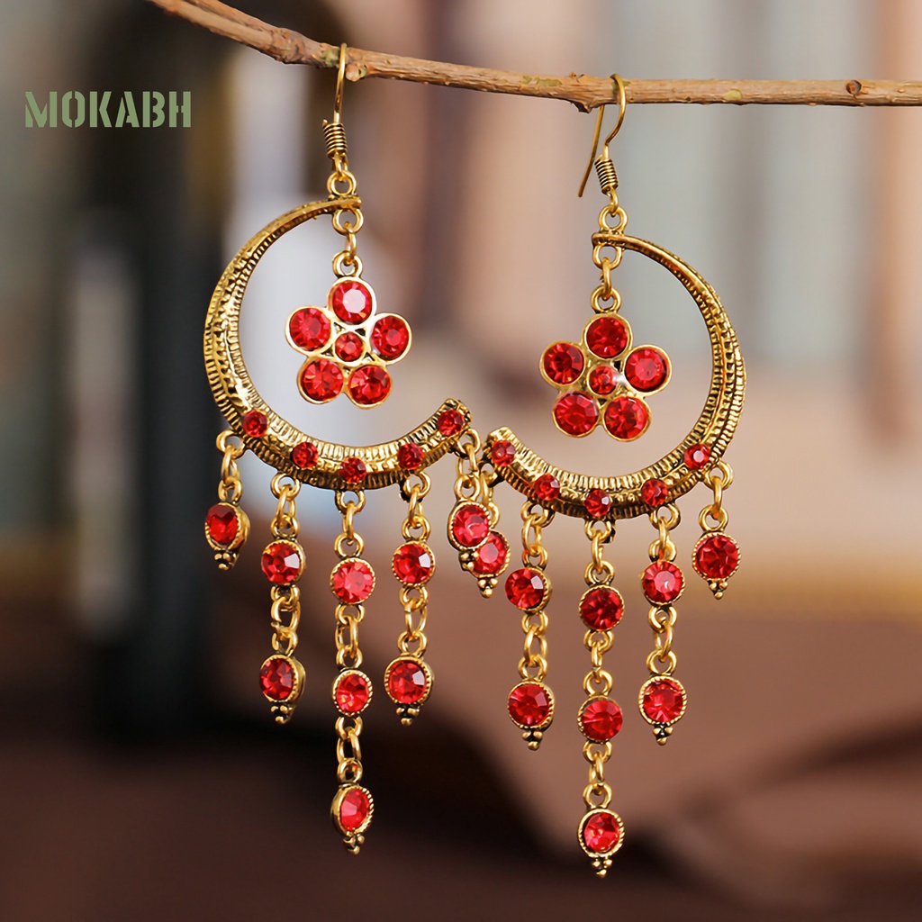 1 Đôi Bông Tai Hình Bán Nguyệt Dạng Tua Rua Lâu Trôi Tinh Tế Thời Trang Dự Tiệc