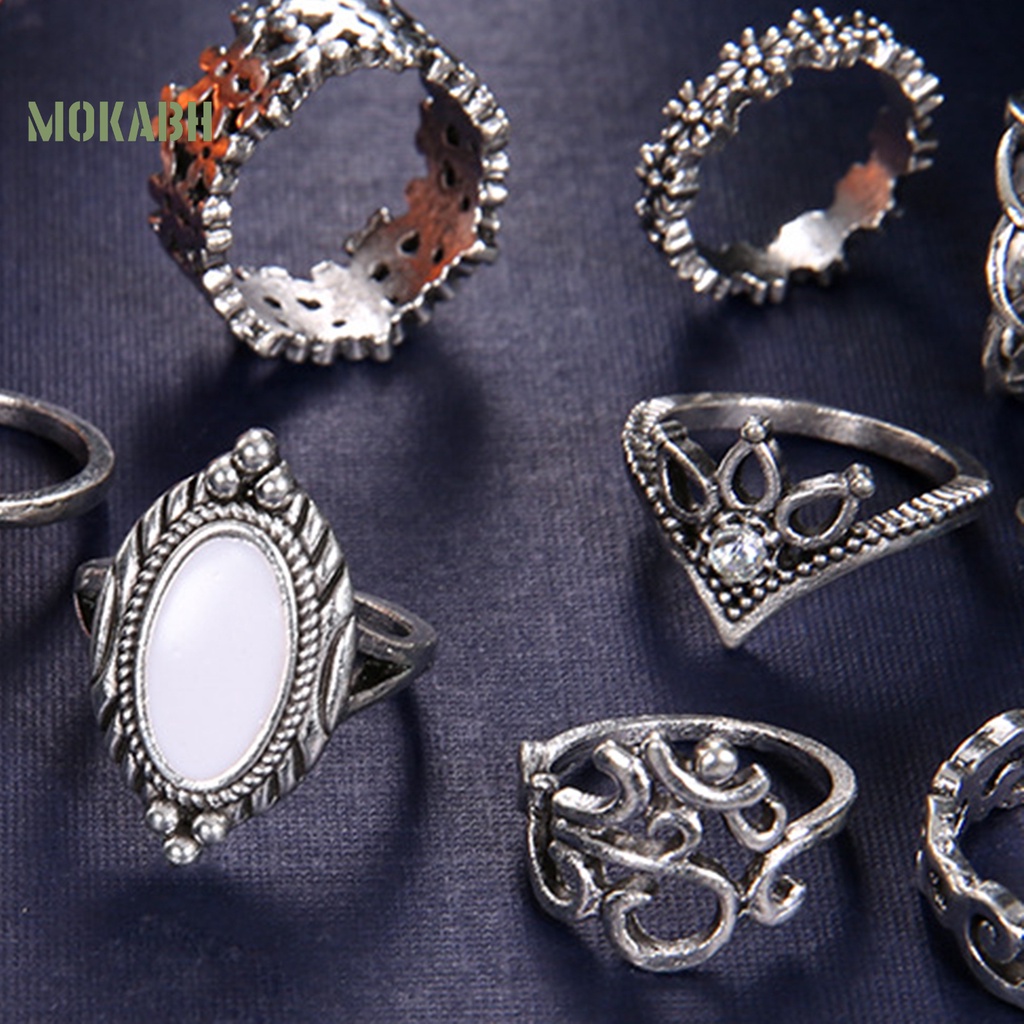 10 Nhẫn Đeo Khớp Ngón Tay Họa Tiết Hình Mặt Trăng Theo Phong Cách Bohemian