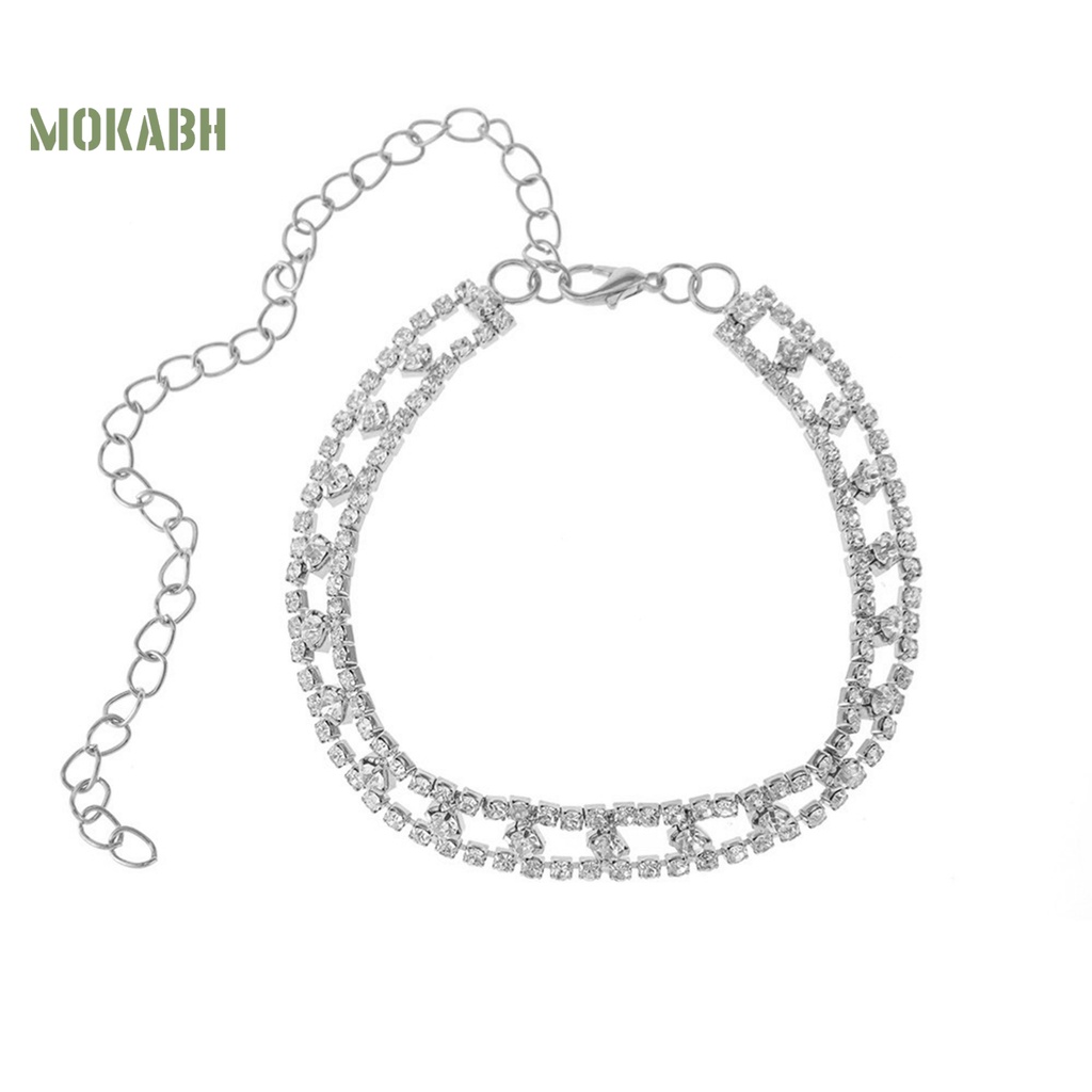 1 Lắc Chân Dạng Chuỗi Đính Đá Lấp Lánh Có Thể Điều Chỉnh Không Gây Dị Ứng Thời Trang Đi Biển Mùa Hè