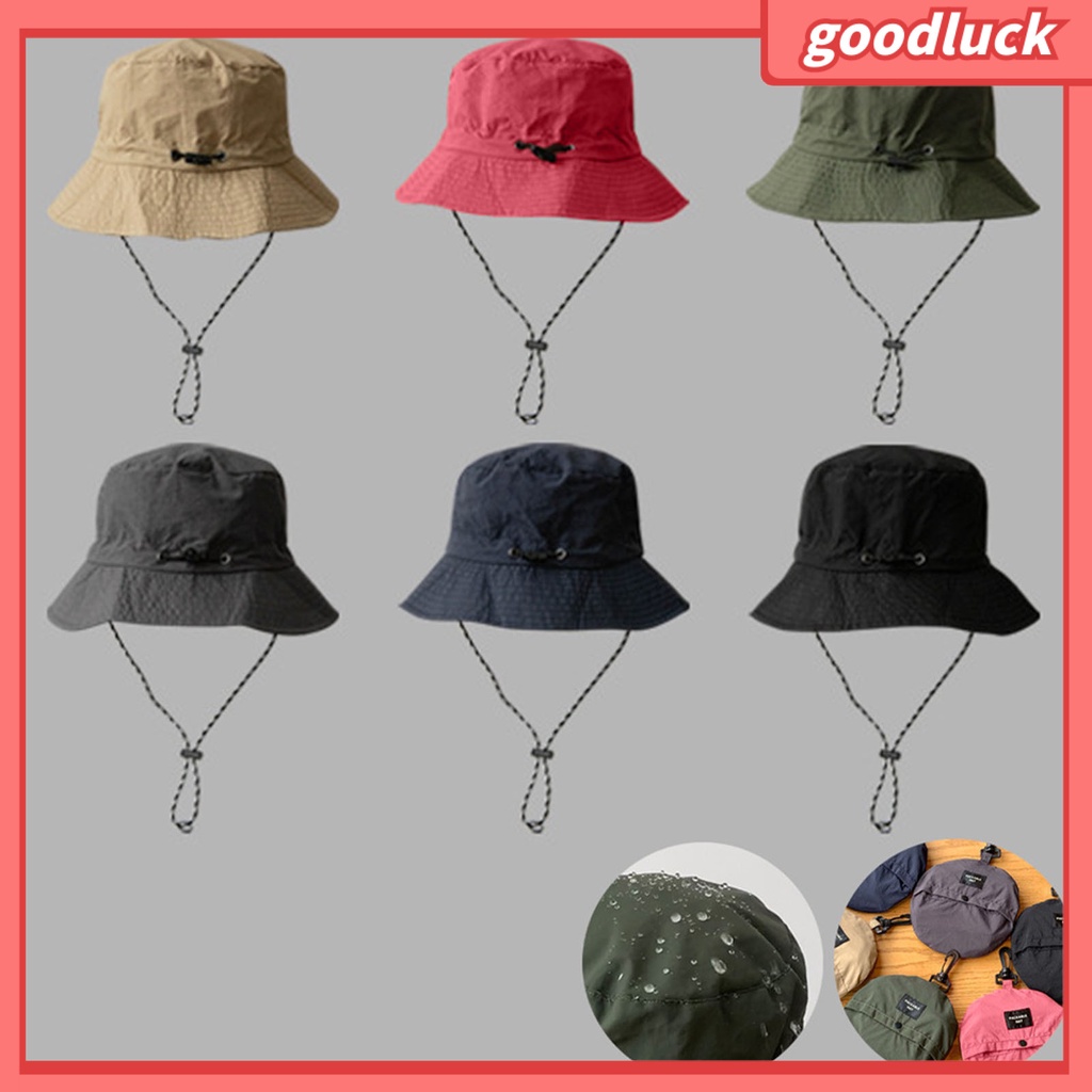 Nón Vành Tròn Màu Trơn Chống Gió Chống Nắng Thoáng Khí Có Dây Cố Định Cho Nam Và Nữ