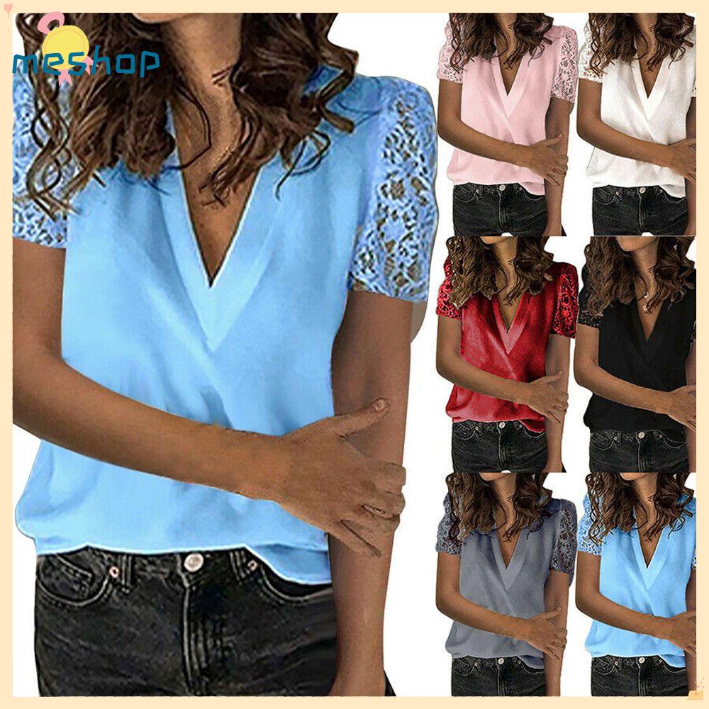 Áo Thun Phối Ren Dáng Rộng Thời Trang Mùa Hè Cho Nữ