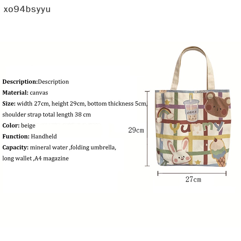 Túi Xách xo94bsyyu Vải Canvas In Họa Tiết Hoạt Hình Phong Cách Nhật Bản Cho Nữ