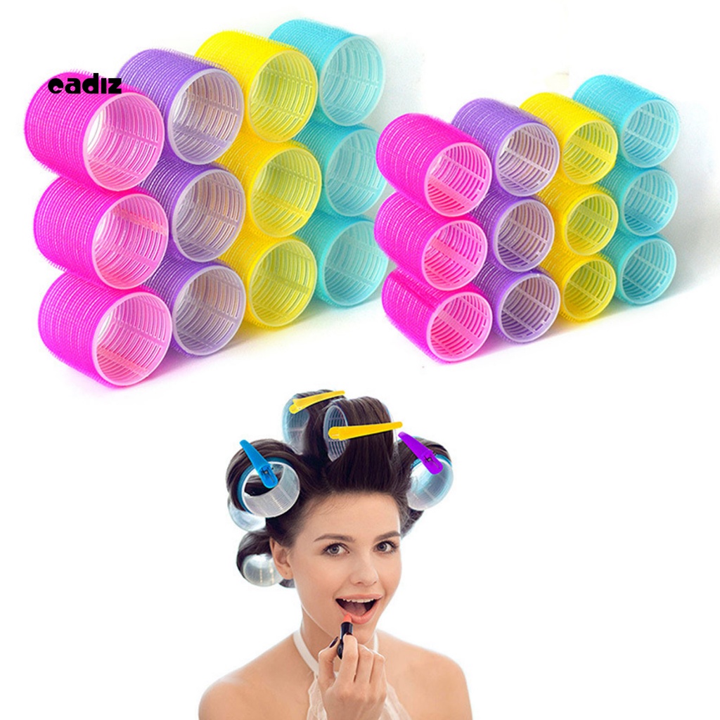 Set 10 Lô Uốn Tóc Tự Dính Không Dùng Nhiệt Màu Sắc Ngẫu Nhiên DIY