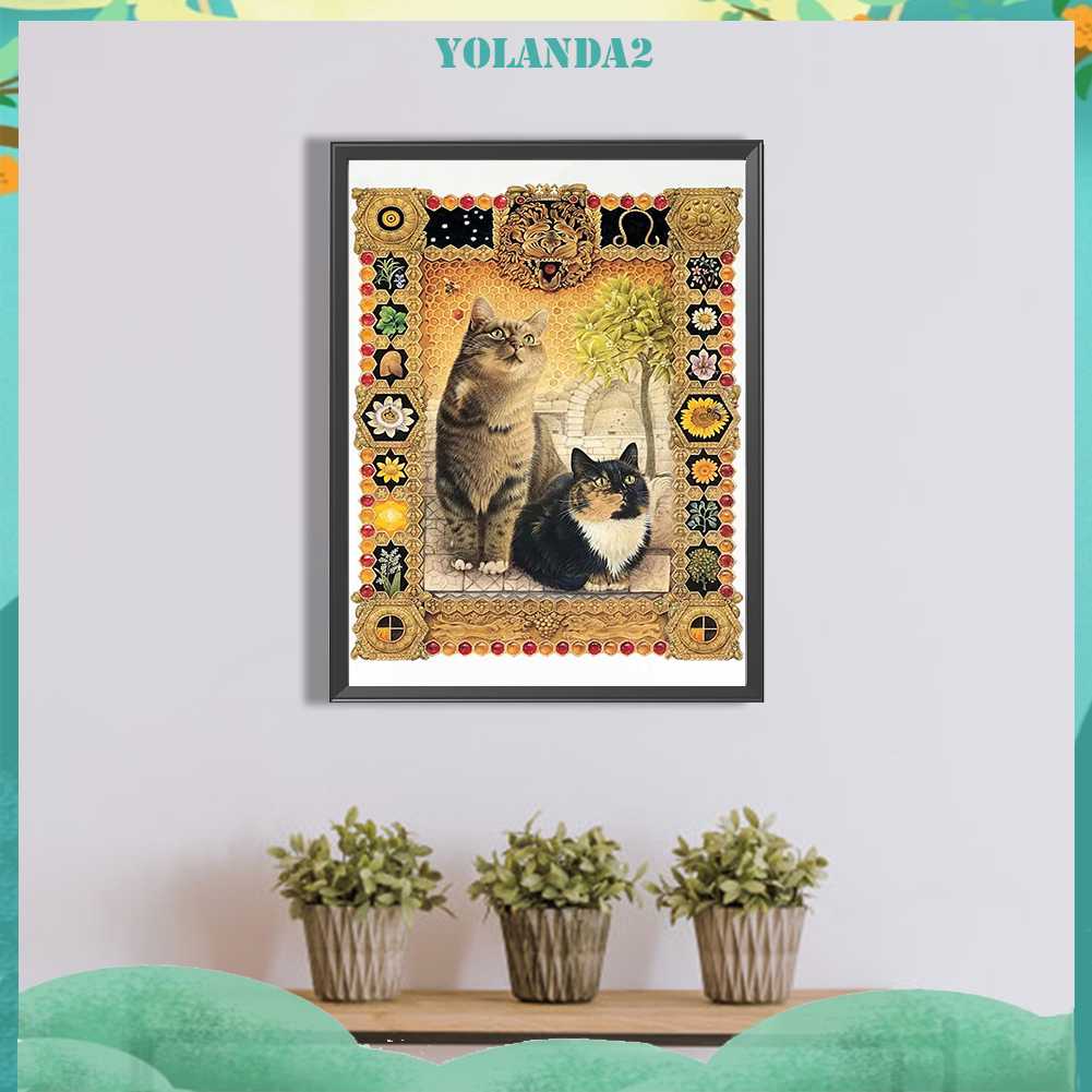 Tranh Đính Đá Kim Cương Toàn Bộ 5D DIY Hình Vẽ Mèo Trang Trí Nhà Cửa