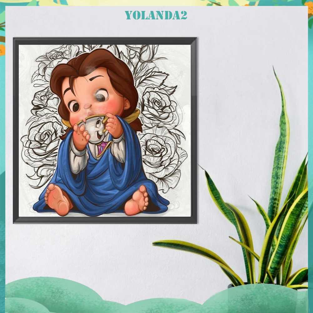 Tranh Đính Đá Kim Cương Toàn Bộ 5D DIY Hình Vẽ Công Chúa Belle