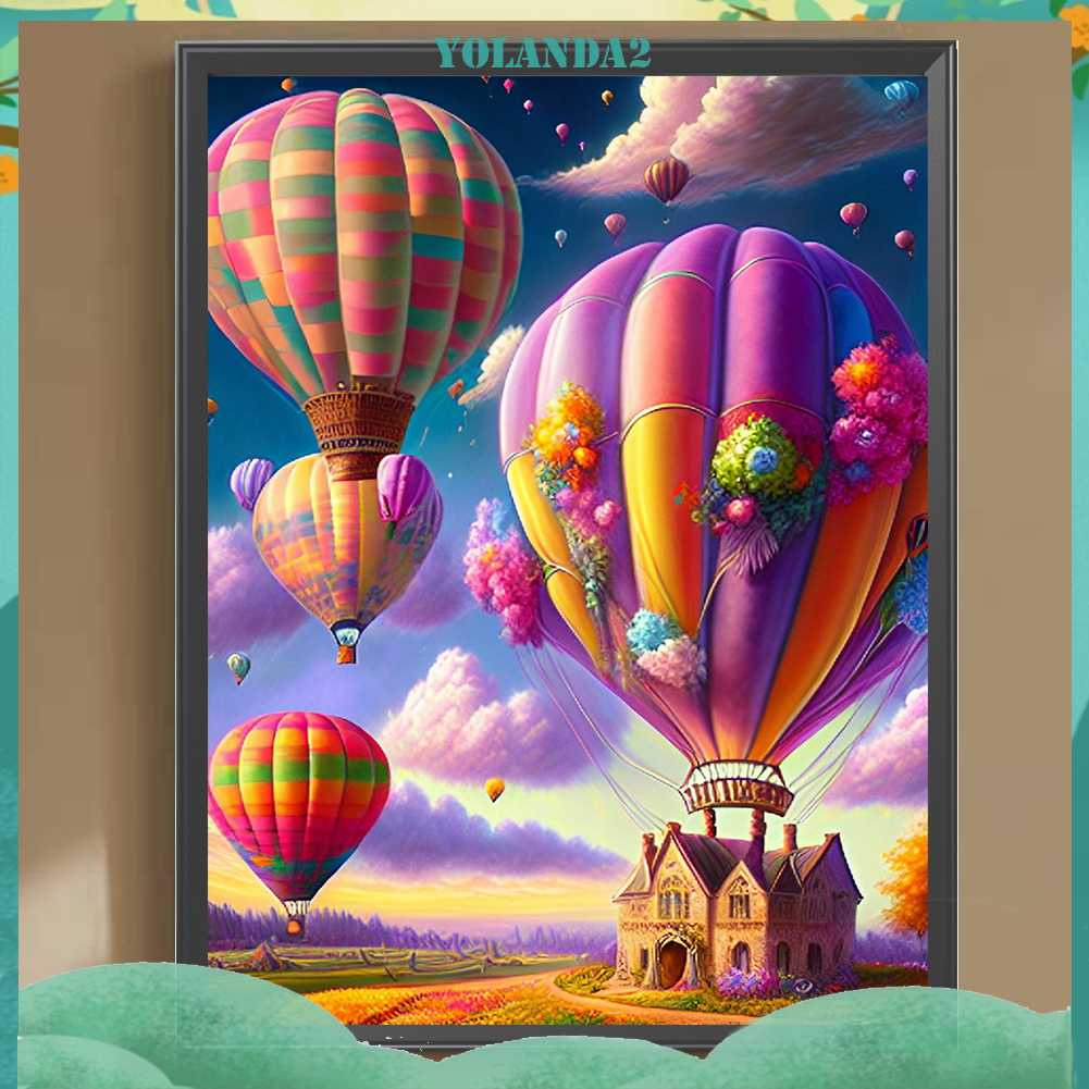 Tranh Đính Đá Kim Cương Toàn Bộ 5D DIY Hình Vẽ Bóng Bay Dùng Trang Trí Nhà