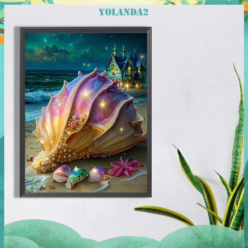 Bộ Tranh Đính Đá 5D Họa Tiết Vỏ Sò Độc Đáo DIY Dùng Trang Trí Nhà Cửa