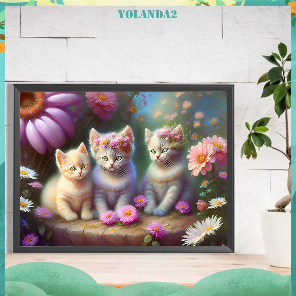 Tranh Đính Đá Kim Cương Toàn Bộ 5D DIY Hình Vẽ Mèo Trang Trí Nhà Cửa