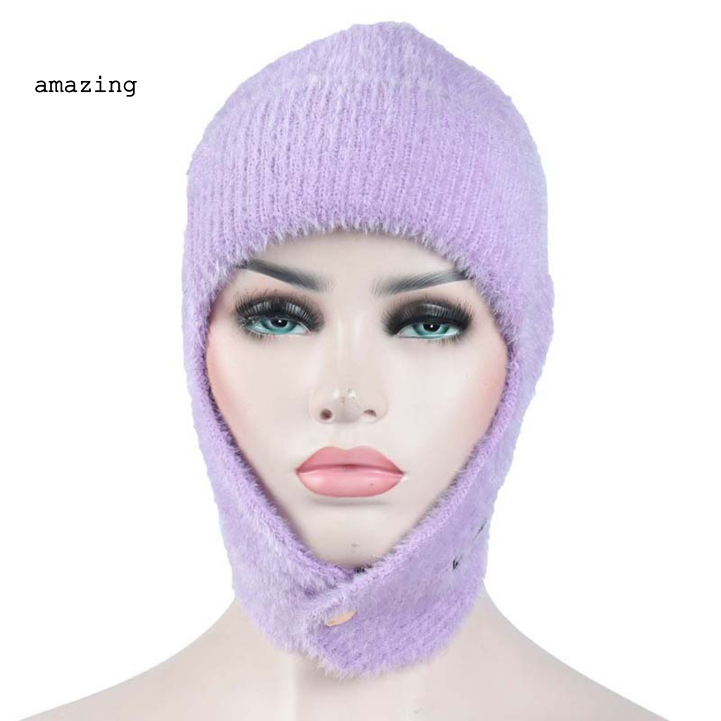 Mũ Len Beanie Dệt Kim Thoáng Khí Bảo Vệ Tai Màu Sắc Tươi Sáng Thời Trang Mùa Đông Cho Nữ