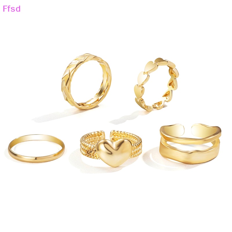 Set 5 Nhẫn Kim Loại Đeo Khớp Ngón Tay Phong Cách Punk Vintage Cho Nữ