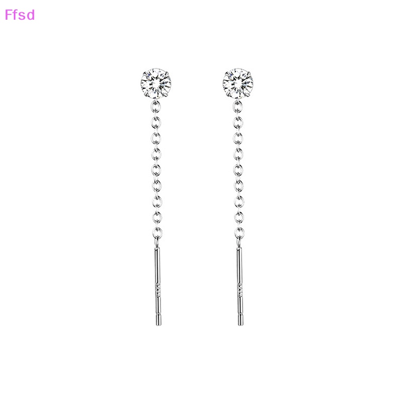 {Ffsd} Bông Tai Dây Dài Đính Đá Zircon Hình Ngôi Sao / Trái Tim Cá Tính Đa Năng Trang Sức Đám Cưới Cho Nữ