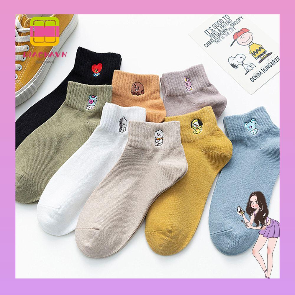Vớ Ngắn Mềm Mại Họa Tiết Hoạt Hình Phong Cách Harajuku Hàn Quốc Cho Nữ