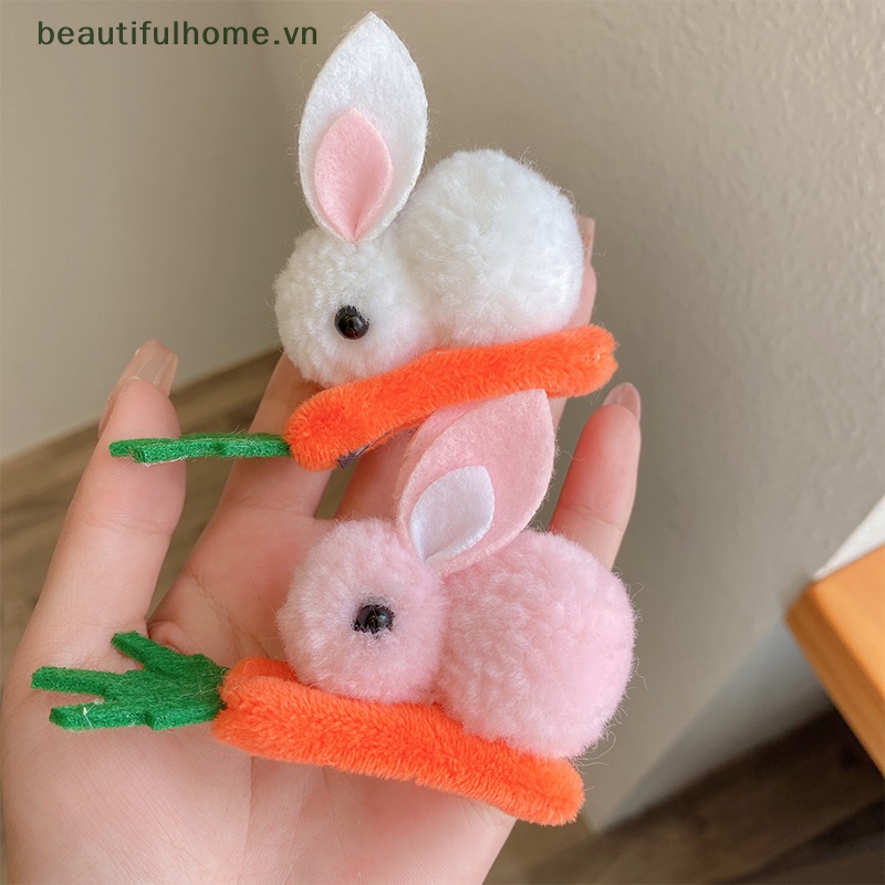 Kẹp Tóc Hình Thỏ Đính Bóng Lông Dễ Thương Cho Bé Gái
