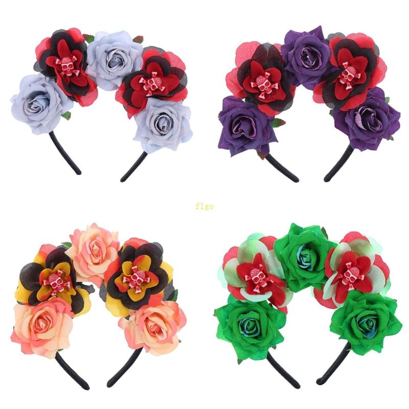 Flgo Băng Đô Hình Vương Miện Hoa Và Đầu Lâu Phong Cách Gothic Cho Nữ