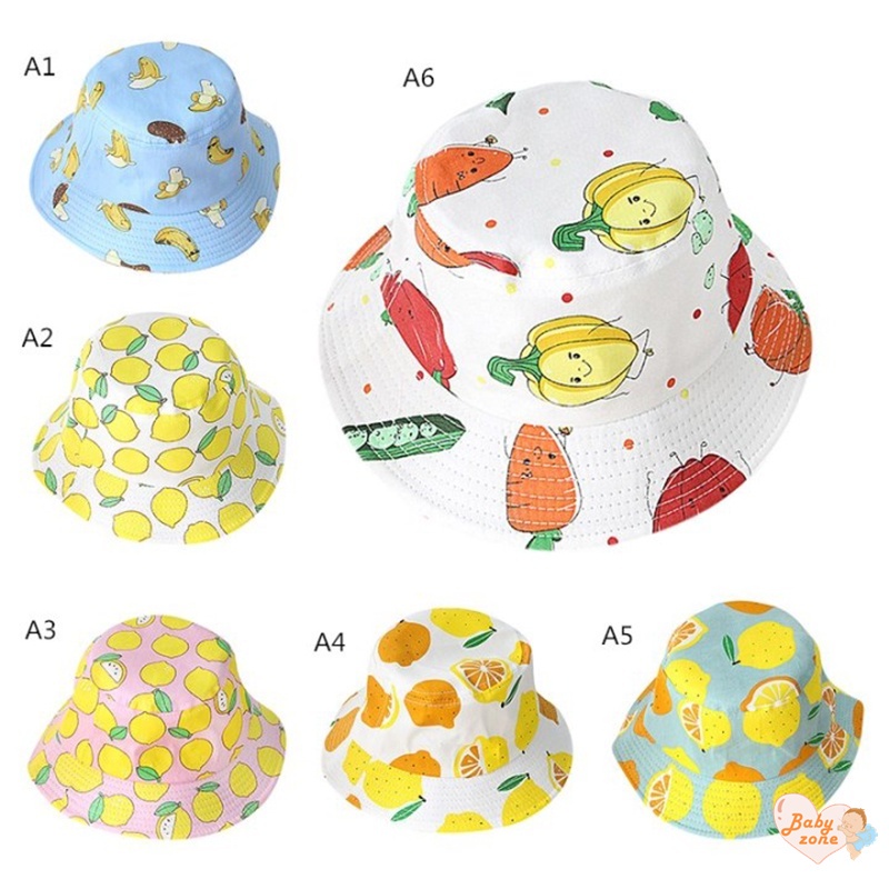 Nón Bucket In Họa Tiết Trái Cây Hoạt Hình Dễ Thương Thời Trang Mùa Hè Cho Bé Trai Và Gái