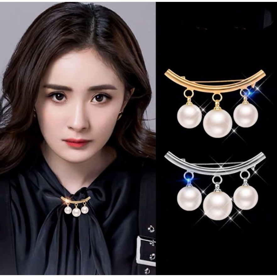 Ghim Cài Áo Đính Ngọc Trai Chống Ánh Sáng Thiết Kế Đơn