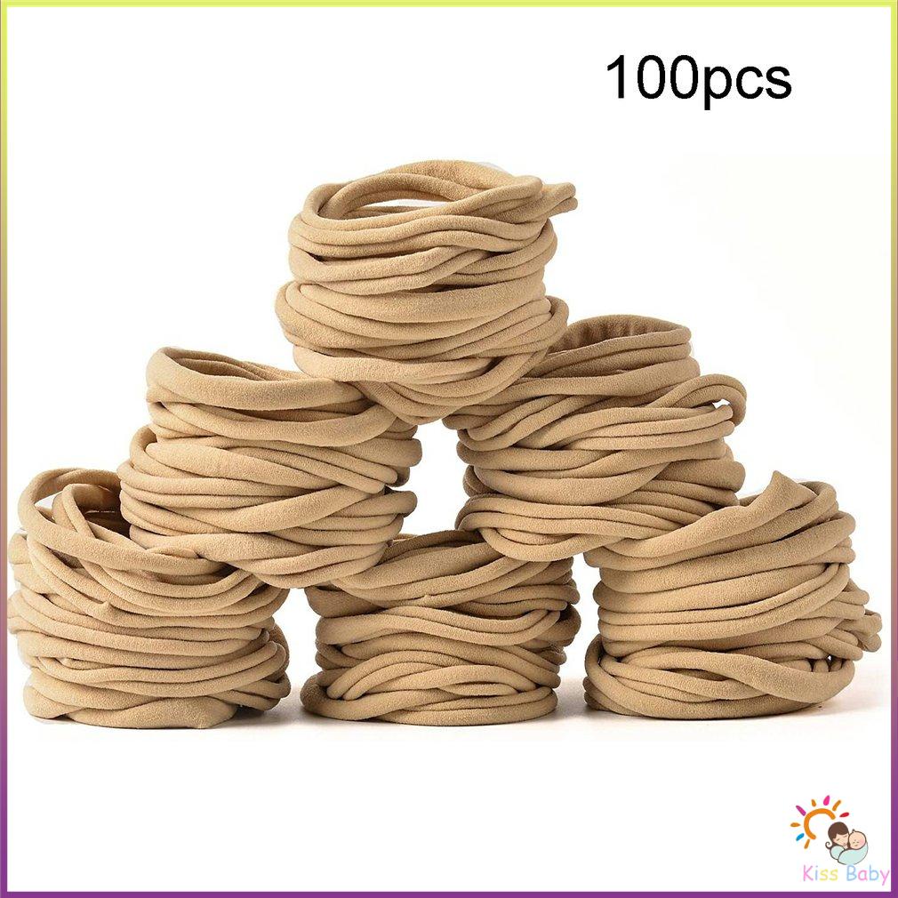 100 Chiếc Đầu Nylon Thun Cao Cấp Băng Tự Làm Phụ Kiện Tóc Cho Trẻ Em Bé Gái Mũ Vòng Tròn