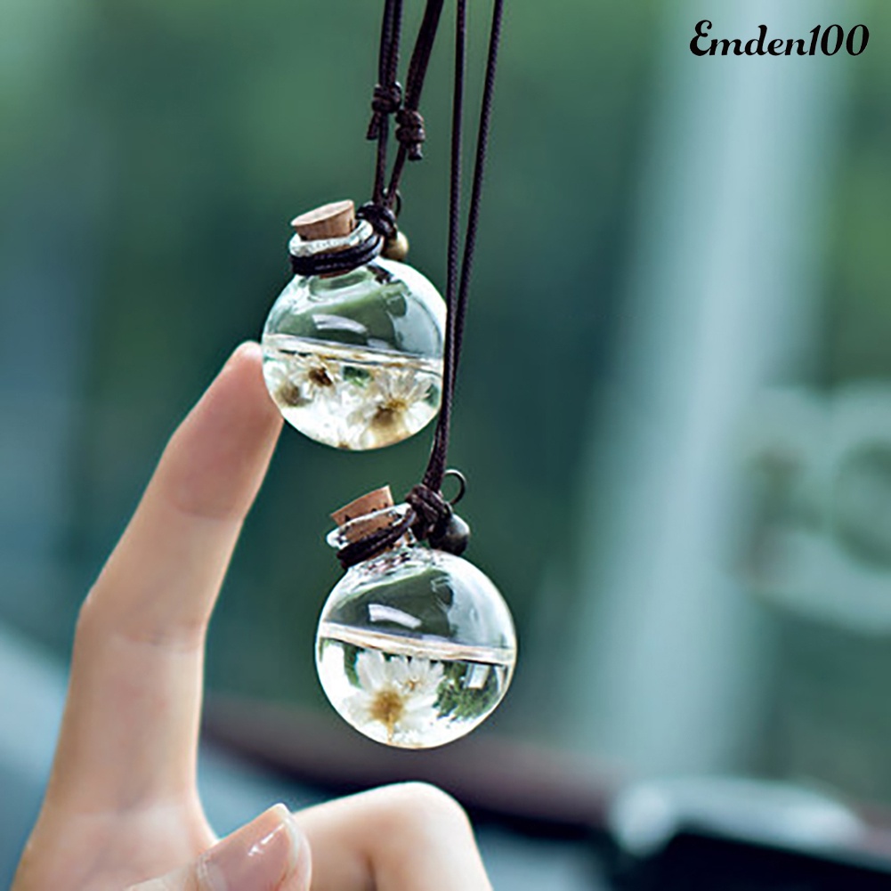 [EMDEN] Bình Rỗng Đựng Tinh Dầu Thơm Treo Xe Hơi Họa Tiết Hoa Khô