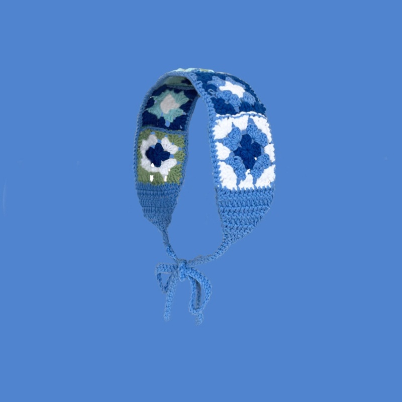 Băng Đô Cài Tóc Bằng Len Móc Thủ Công Họa Tiết Hoa Dễ Thương Chống Nắng Cho Nữ