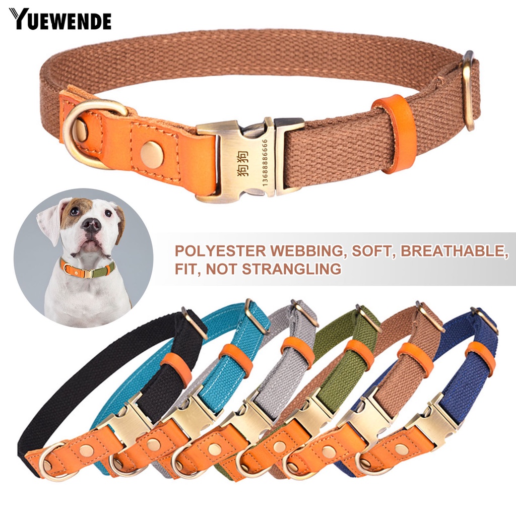 Vòng Cổ YQ.E Bằng Da Bò Polyester Khâu Chắc Chắn An Toàn Dành Cho Cún Cưng