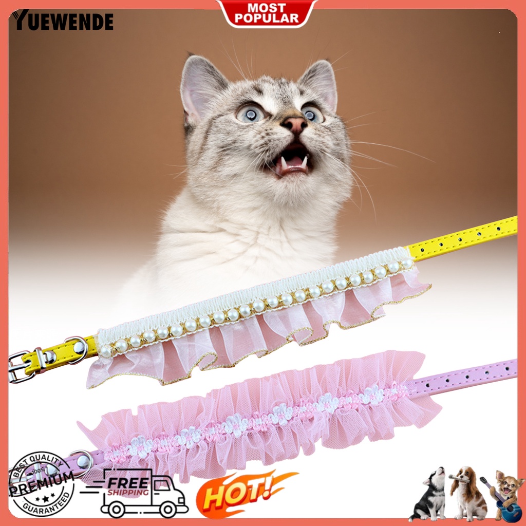 Yq.e Vòng Cổ Giả Da Đính Ngọc Trai Bằng Polyester Chống Mài Mòn Cho Thú Cưng