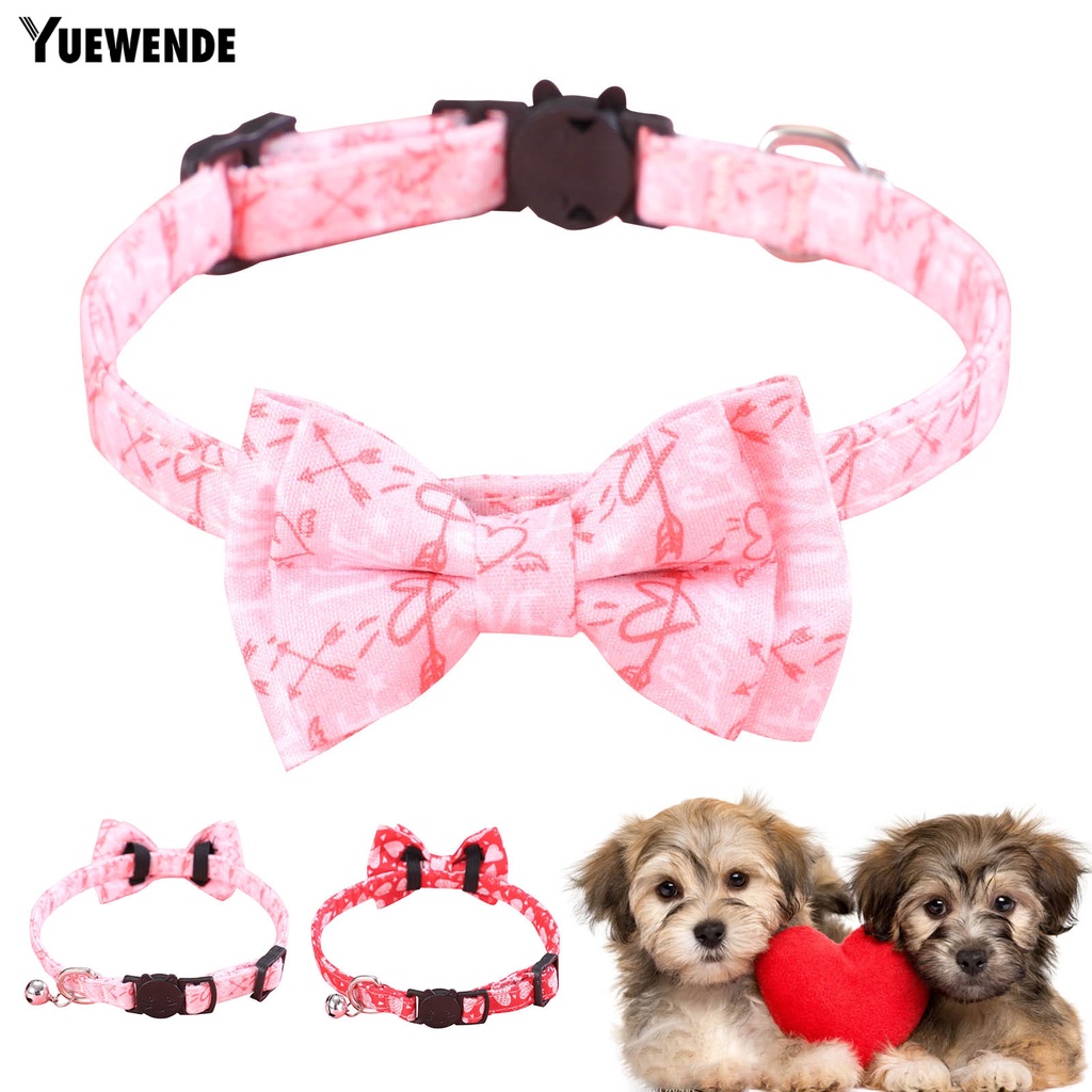 Yq.e Vòng Cổ Thắt Nơ In Họa Tiết Trái Tim Có Thể Điều Chỉnh Trang Trí Ngày Valentines Dành Cho Thú Cưng