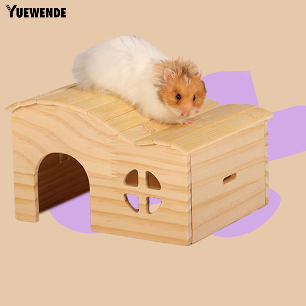 Yq.e Đồ Chơi Nhà Trốn Tìm Không Đáy Bằng Gỗ Tự Nhiên Màu Vàng Kim Cho Chuột Hamster Tập Luyện