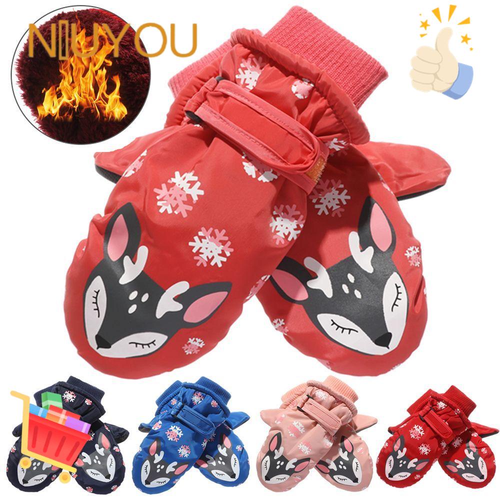 Găng Tay Trượt Tuyết Mùa Đông Dày Dặn Ấm Áp Chống Trượt In Họa Tiết Hoạ