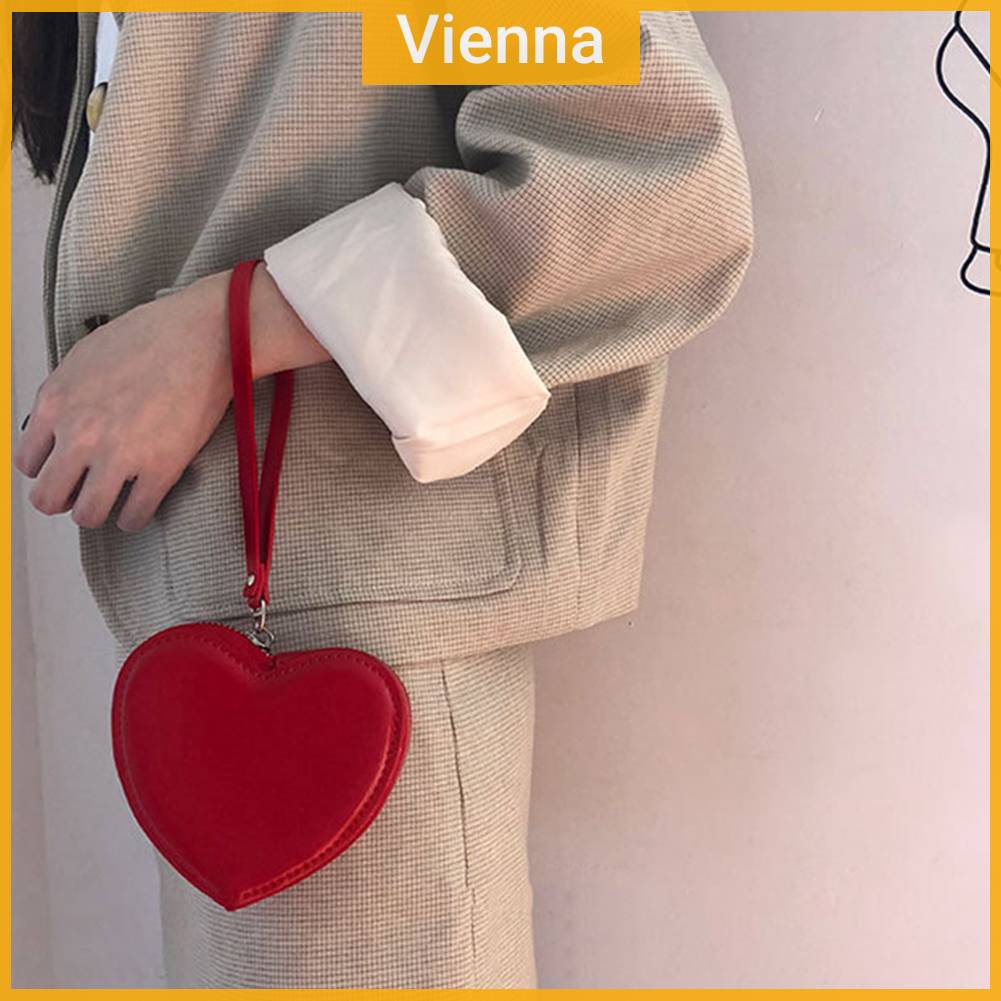 Ví Da Mini Cầm Tay Hình Trái Tim Thời Trang Cho Nữ