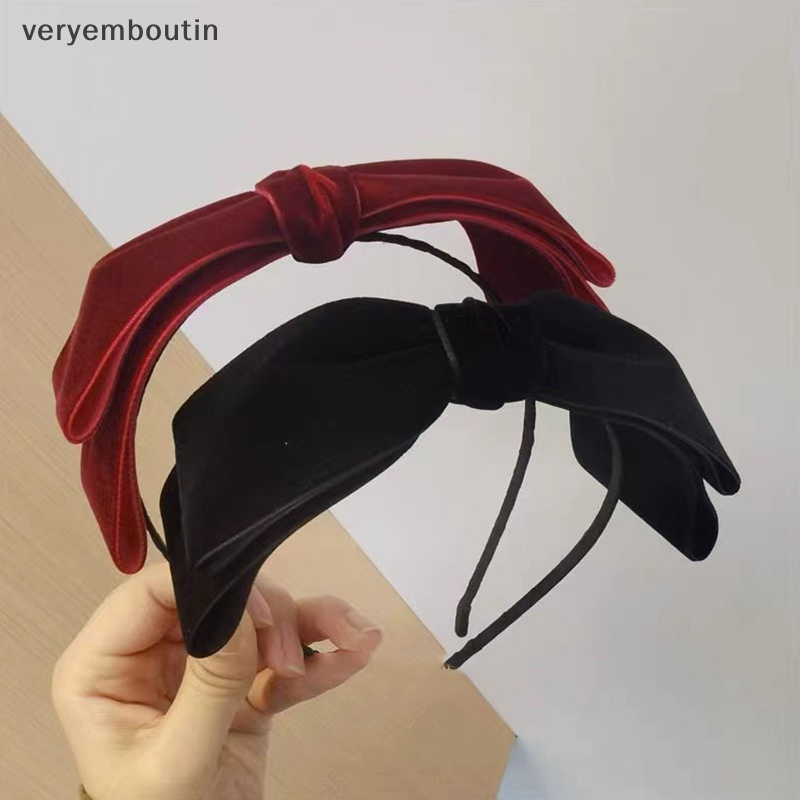 Băng Đô Cài Tóc Bằng Vải Nhung Màu Trơn Đính Nơ Thời Trang Đơn Giản Cổ Điển Dành Cho Bạn Nữ