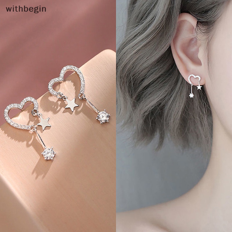 1 Đôi Bông Tai Tua Rua Hình Trái Tim Ngôi Sao Thời Trang Âu Mỹ Dành Cho Nữ