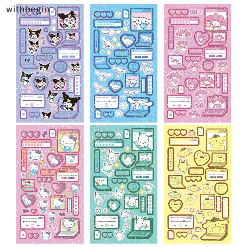 Bộ 3 Miếng Dán Trang Trí Laptop Họa Tiết Hoạt Hình Melody Kuromi Cinnamoroll