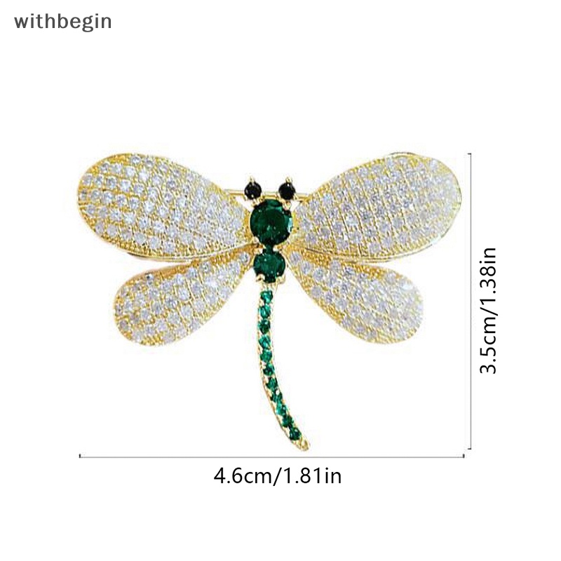 Ghim Cài Áo Hình Chuồn Chuồn Đính Đá Pha Lê Xanh Lá Thời Trang Thanh Lịch Cho Nữ