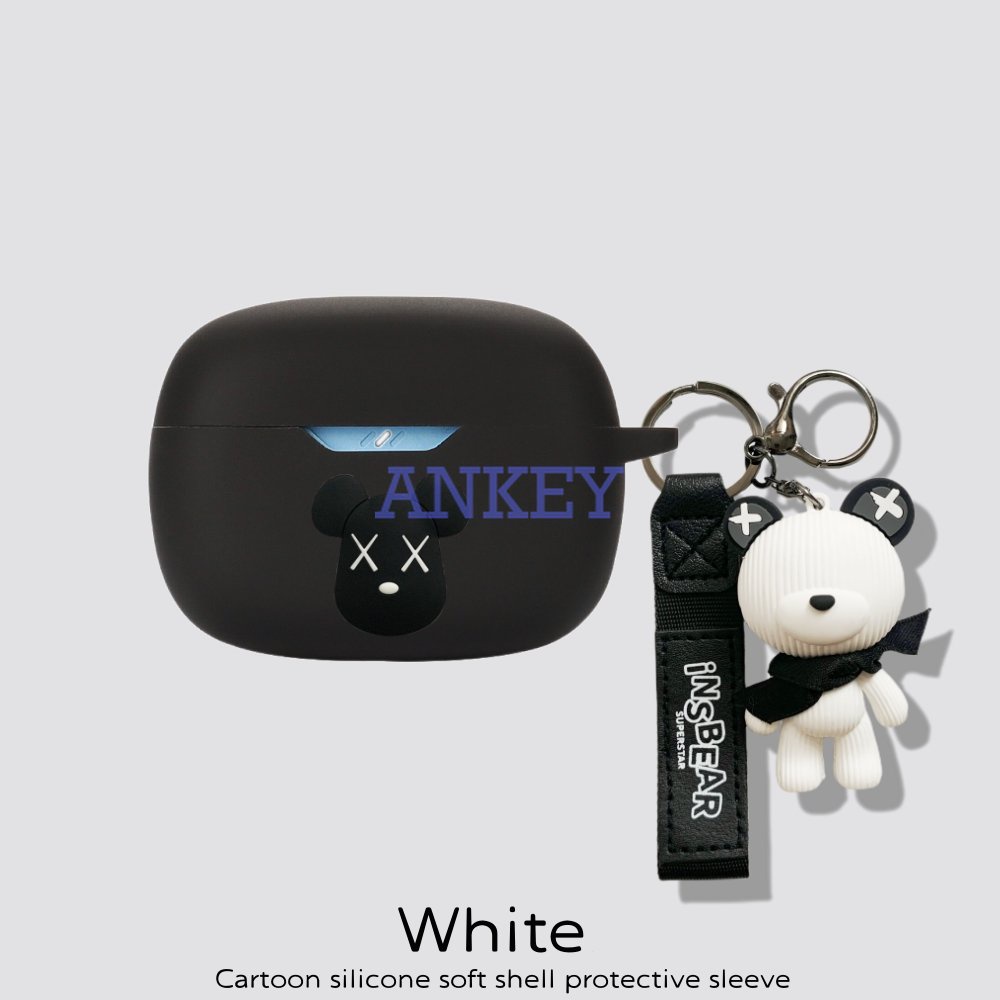 Anker Soundcore Life Dot 3i / Note 3i / P2i P3i A20i A3i Vỏ Bảo Vệ Hộp Sạc Tai Nghe Bằng Silicon Hình Gấu Đen Kèm Móc Treo