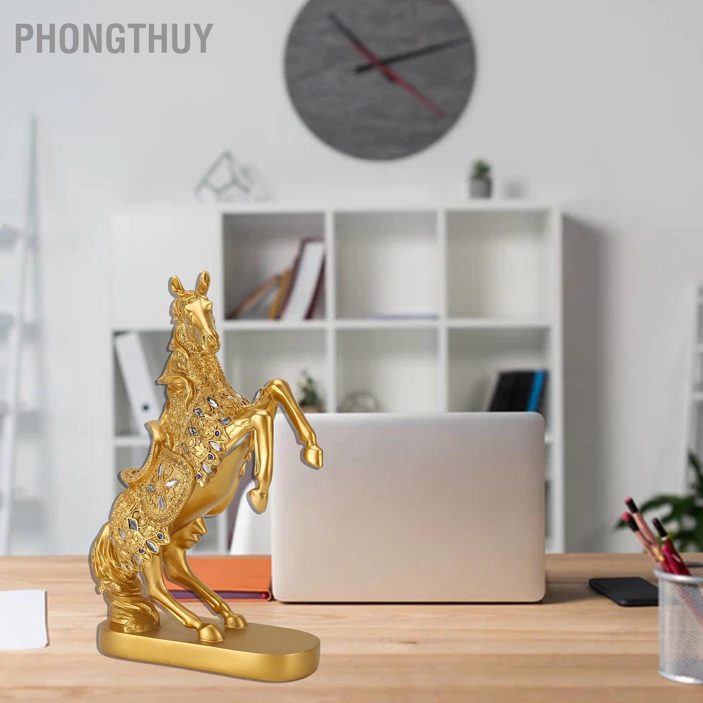 Tượng Ngựa Vàng Đính Đá để bàn May Mắn Phong Thủy Trang Trí Văn Phòng phòng khách