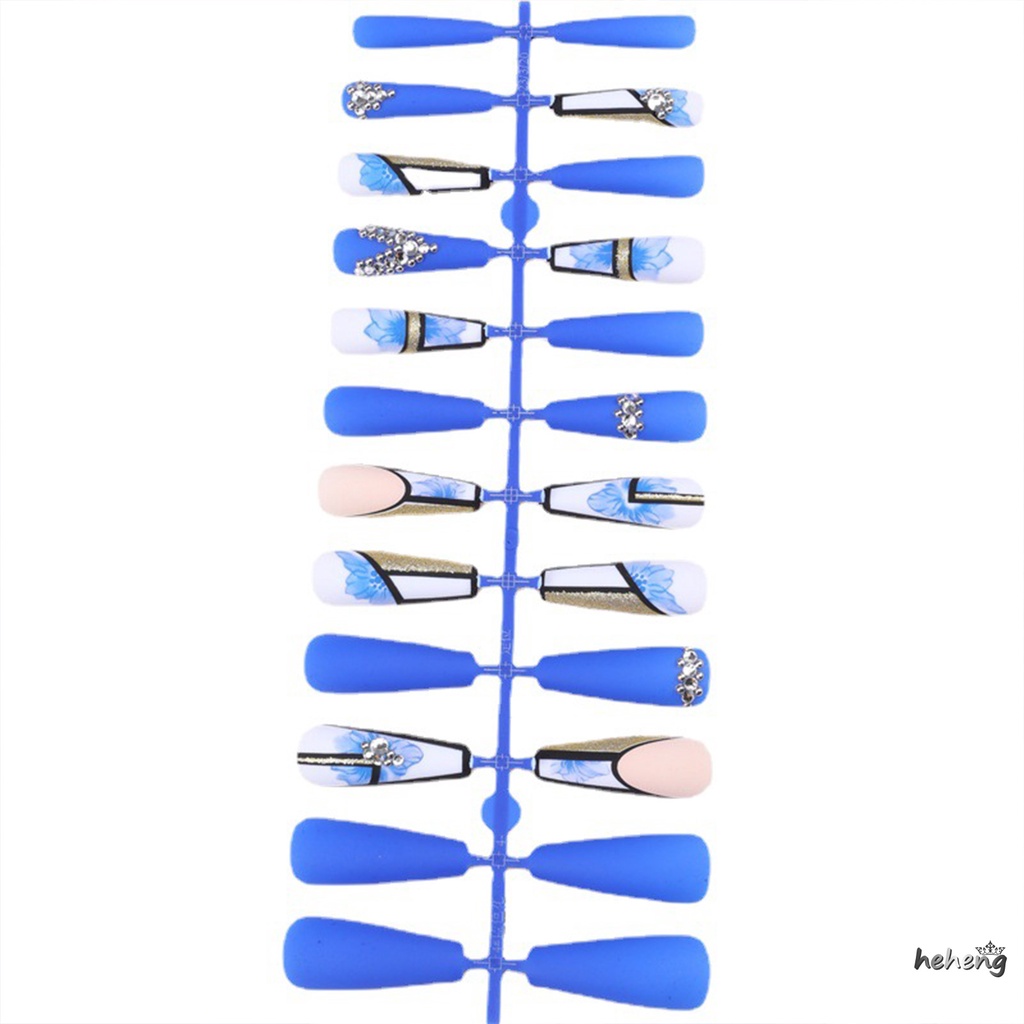 Móng Tay Coffin Dài Màu Xanh Dương Sáng Không Độc Hại Không Đau