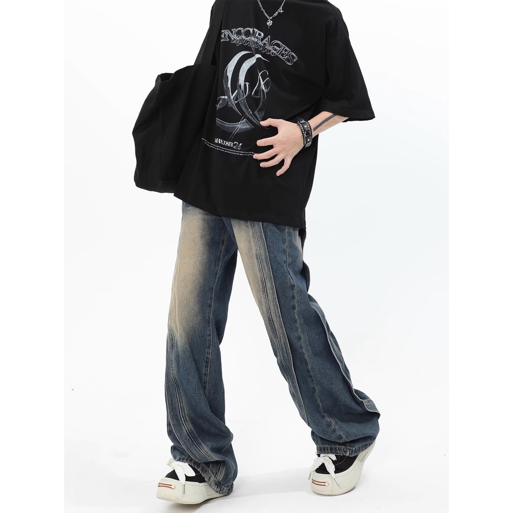 Shavans Quần Jean Ống Rộng Đường Phố Cao Cấp Phong Cách Mỹ Cho Nam