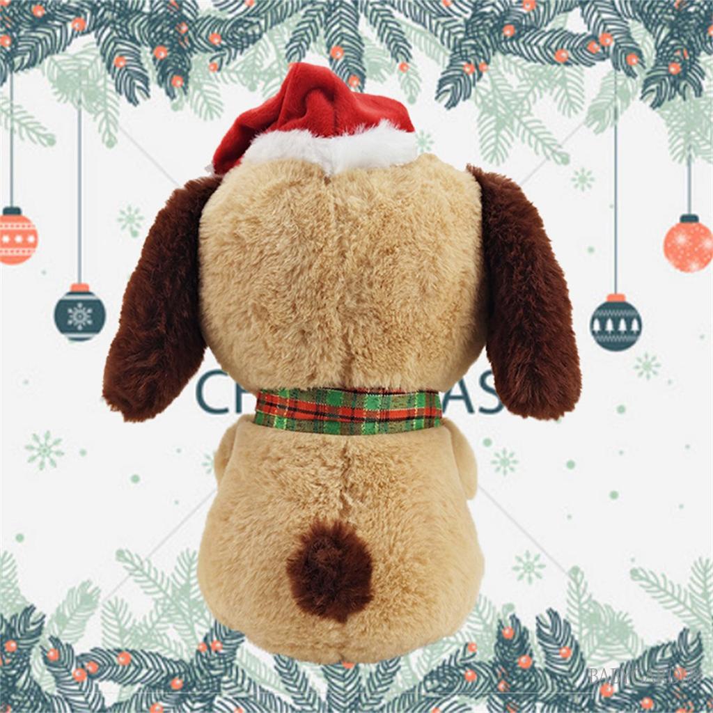 Đồ chơi nhồi bông Hình Chó Hoạt Hình Đội Mũ Ông Già Noel Và Khăn Choàng Dễ Thương Trang Trí Tiệc Giáng Sinh