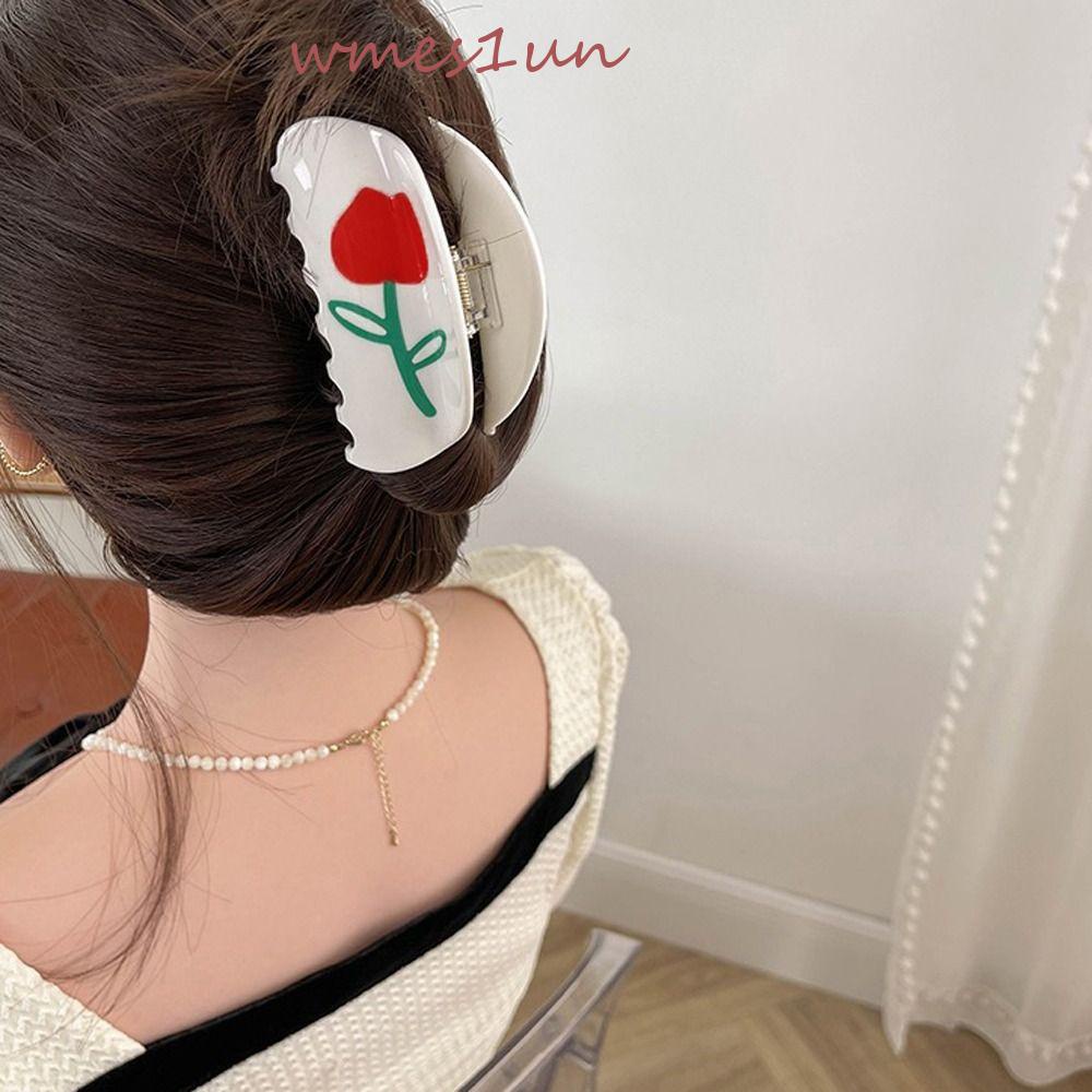 Kẹp Tóc Càng Cua Cỡ Lớn Bằng Acrylic Họa Tiết Hoa Hồng / Hình Học Độc Đáo Thời Trang Cho Nữ WMES15H