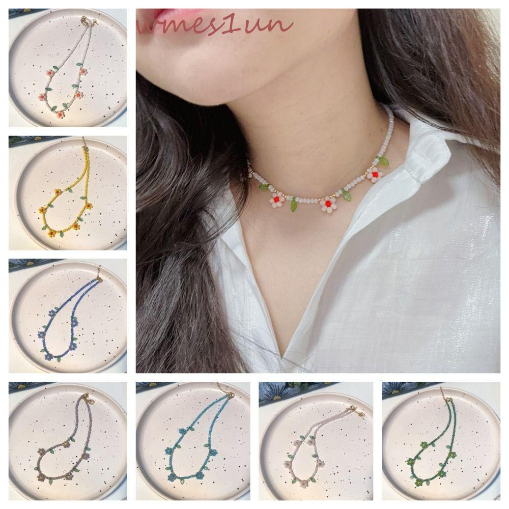 Vòng Cổ Choker Mặt Hoa Lá Hyaline 15H Phong Cách Bohemian Hàn Quốc Cho Nữ Y2K