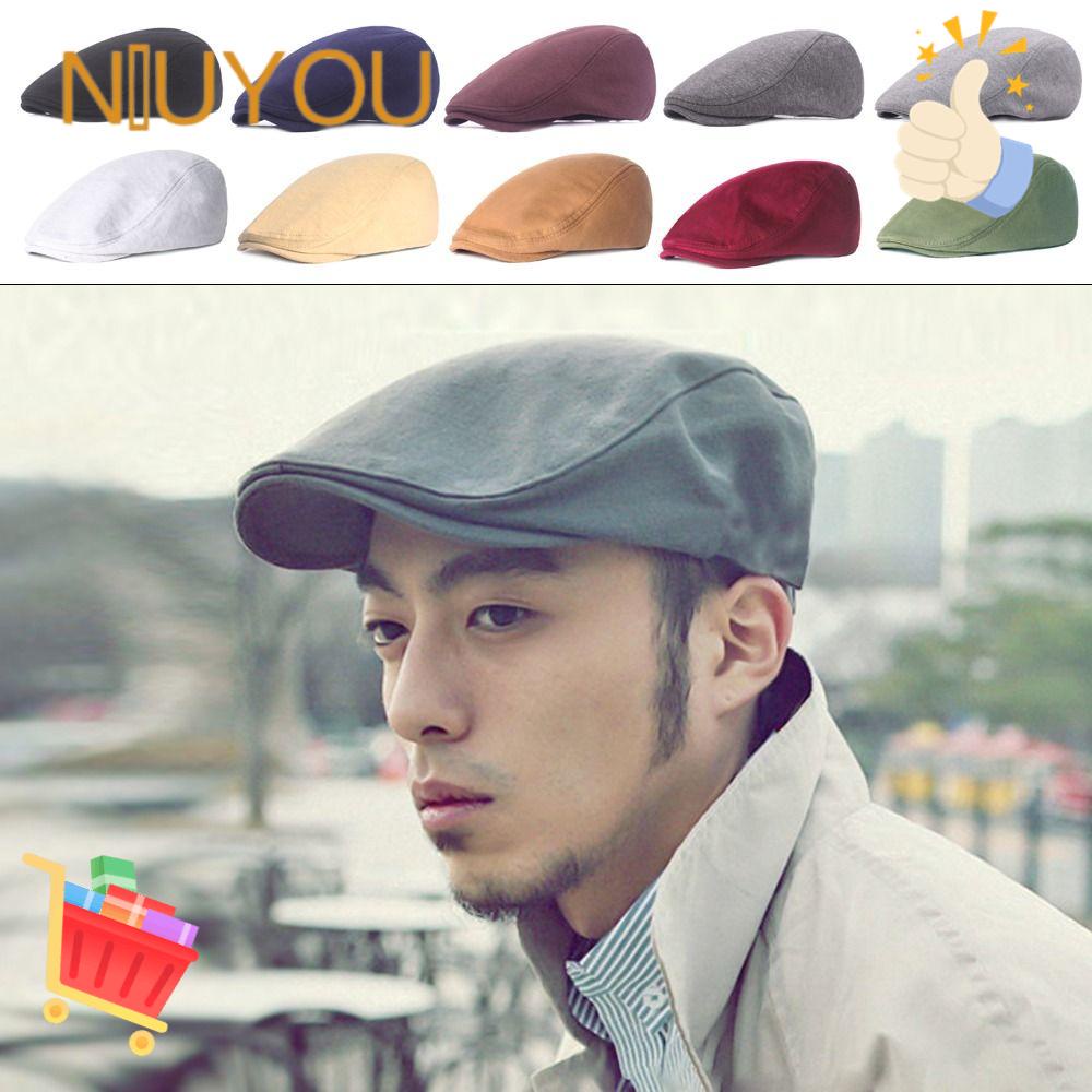 Mũ Beret Vải Len Màu Trơn Phong Cách Retro Cho Nam