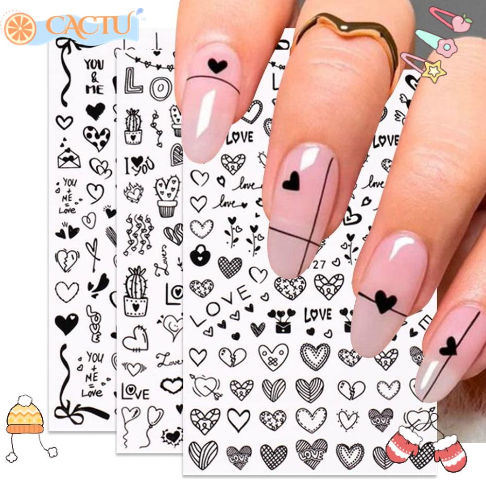 Miếng Dán Trang Trí Móng Tay Tự Dính Họa Tiết Trái Tim Thời Trang