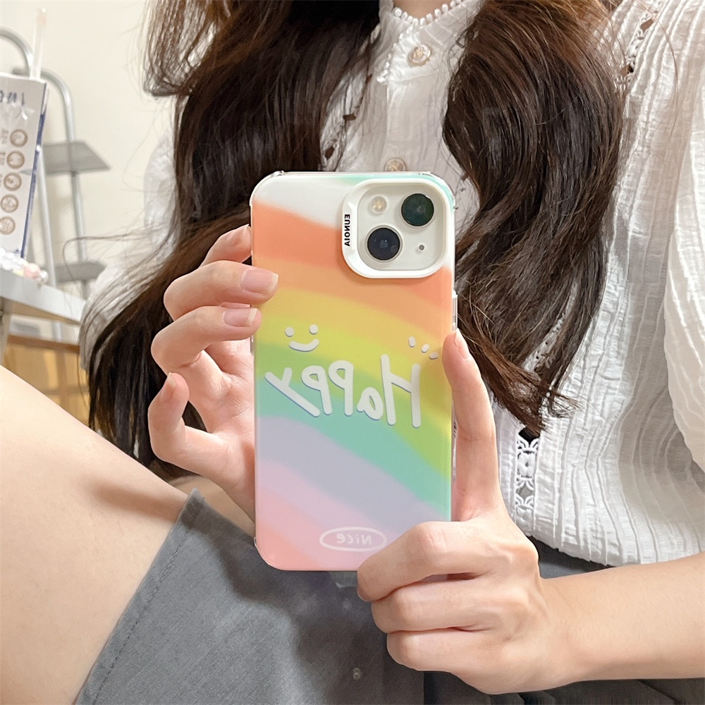 Ốp Điện Thoại TPU Mềm Trong Suốt Họa Tiết Cầu Vồng Có Dây Đeo Cho iPhone 14 13 12 11Pro Max