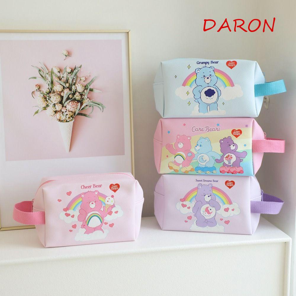 Túi Đựng Mỹ Phẩm Da PU Cỡ Lớn In Họa Tiết Gấu Hoạt Hình / Cầu Vồng Dễ Thương