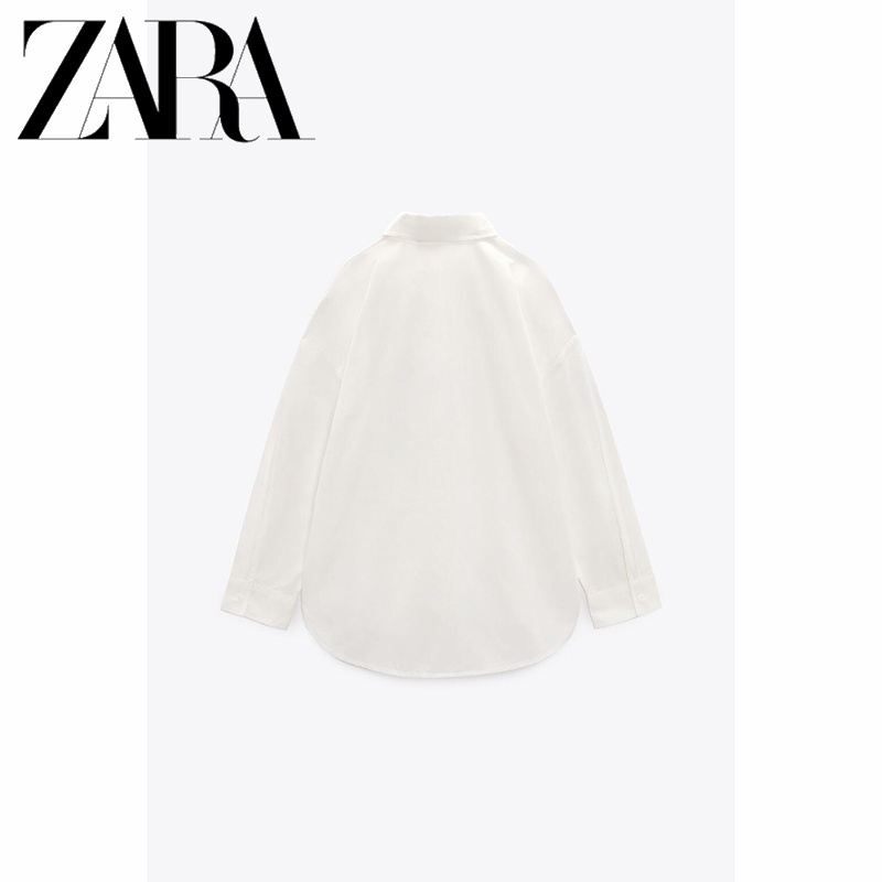 Zara Áo Sơ Mi Trắng Tay Dài Dáng Rộng Thời Trang Thanh Lịch Cho Nữ