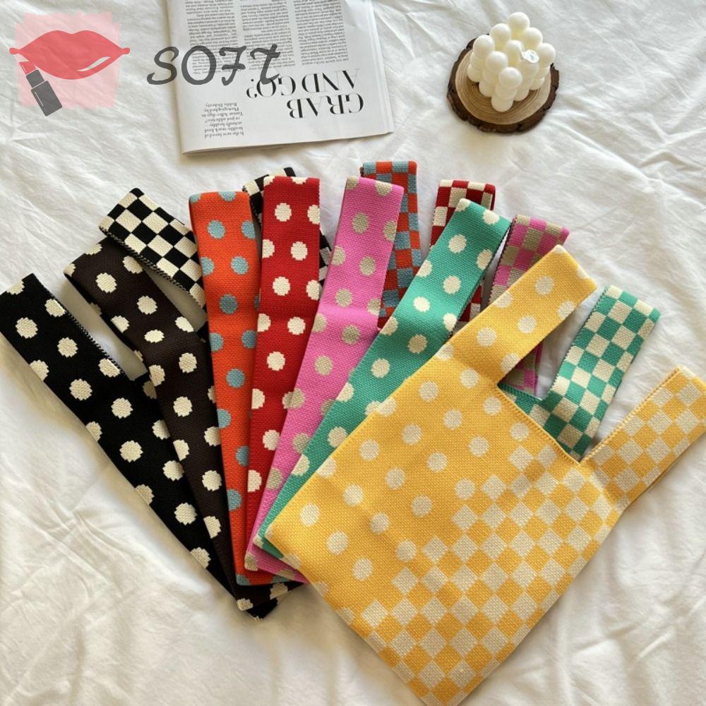 Túi Xách Đeo Vai Đan Len Họa Tiết Caro Thời Trang Cho Nữ