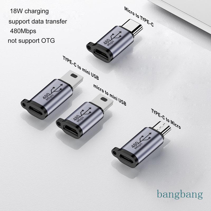 Đầu Chuyển Đổi Type-C Sang Micro USB Mini 18W Bằng Hợp Kim Nhôm 480M Tiện Dụng