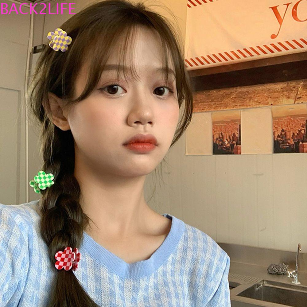 Set 2 Kẹp Tóc Mini Họa Tiết Kẻ Sọc Đơn Giản Thời Trang Cho Nữ