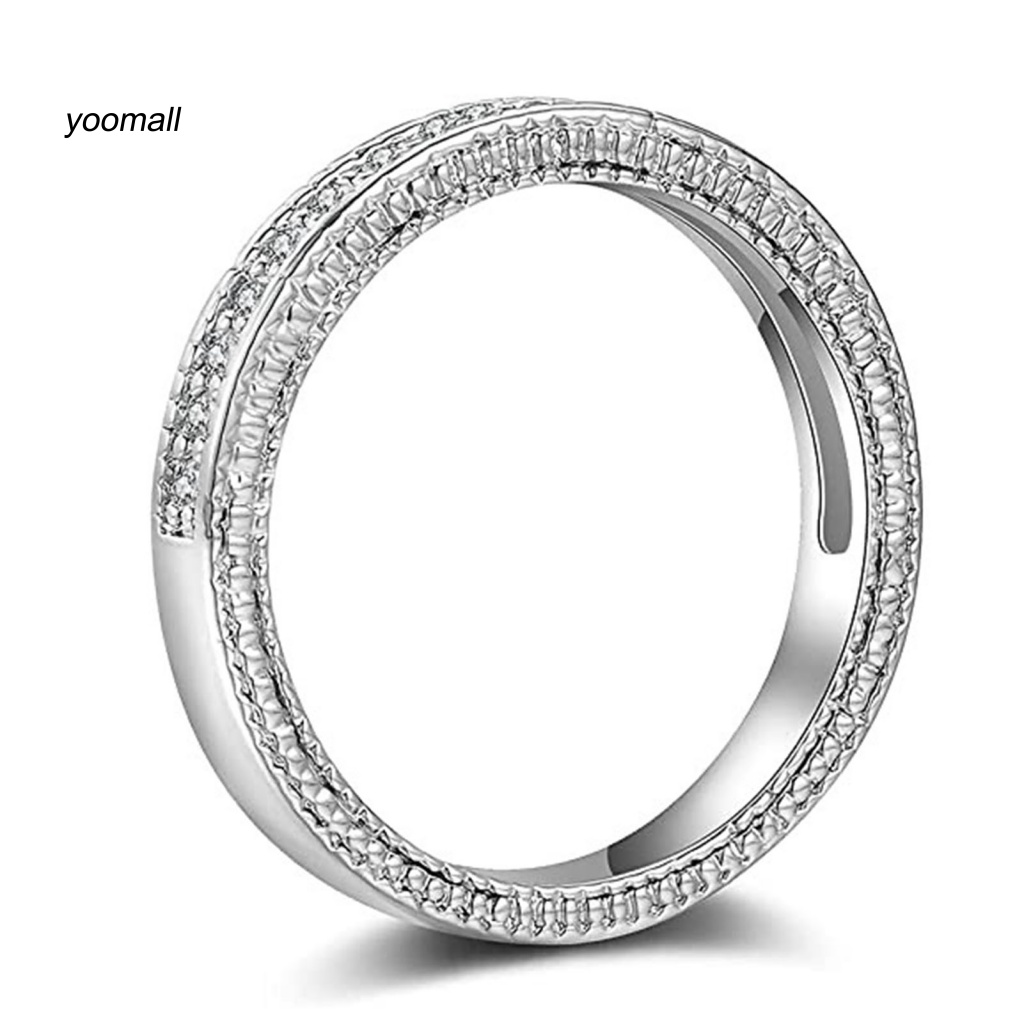 Set 2 Nhẫn Cặp Đính Đá Zircon Lấp Lánh Dễ Phối Đồ Thời Trang