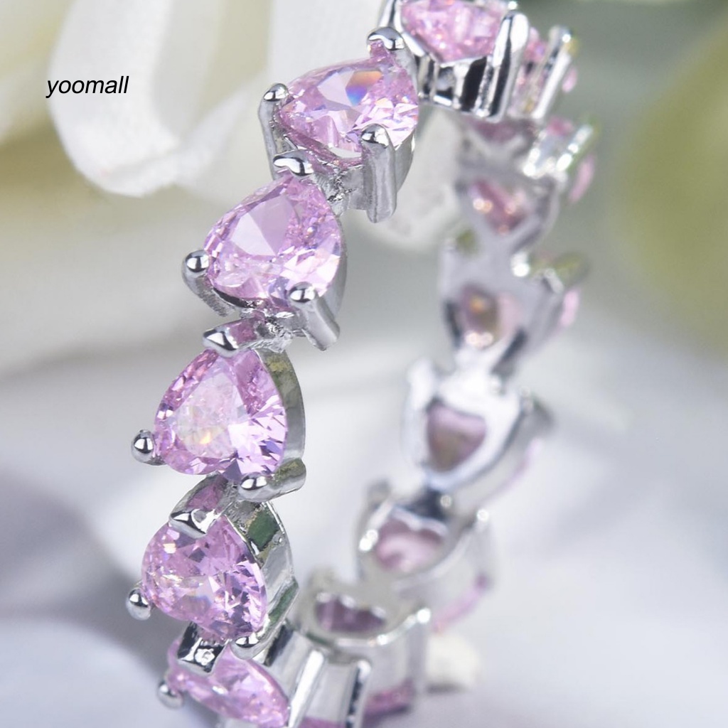 Nhẫn Đính Đá Hình Trái Tim Có Thể Điều Chỉnh Kích Cỡ